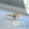 JMXD-Natural Emerald Ring, Light Luxury High-end Women's Ring, Diamond Setting, Literary and Classic Style