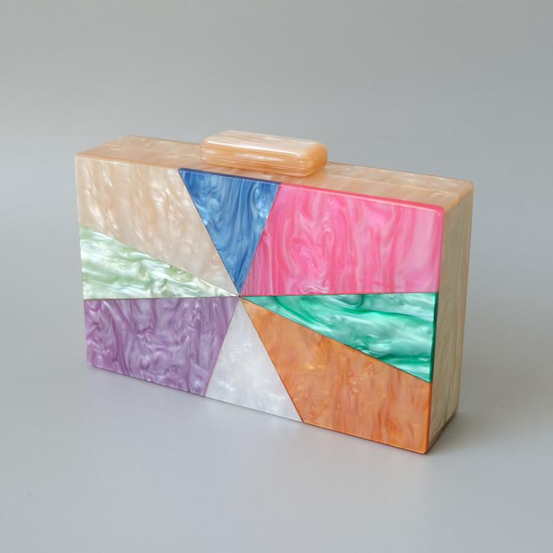 Новые модные сумки, модные женские сумки, яркие лоскутные акриловые роскошные вечерние сумки, женская повседневная свадебная коробка, кошелек-клатч