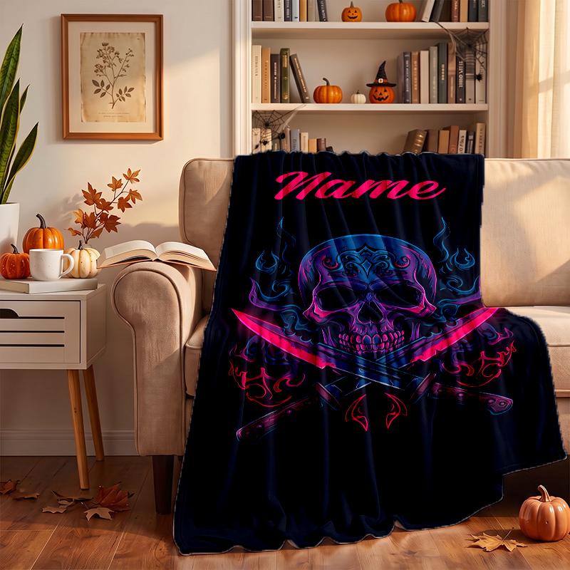 Dark Gothic Custom Flannel Blankets Soft Warm Cozy Throws for Home Decor Holiday Gifts