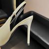 Fashion Pointed-Toe Flip-Top Backheel Sandals In Avocado Color Slender High Heels Satin Shallow Cut Sexy Trendy French Fashionversatile