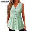 Women's Fashion Casual Summer Spring Solid Color Print Sleeveless V-Neck Blouses & Shirts
