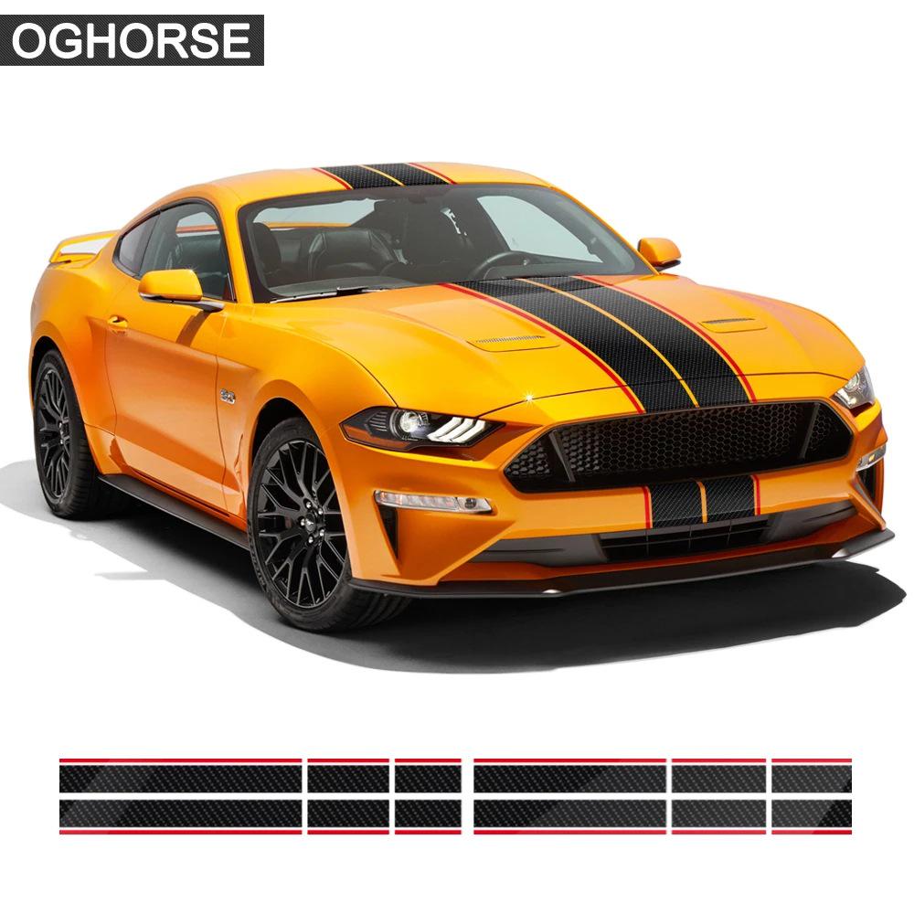 Наклейка на капот Ford Mustang с гоночными полосами