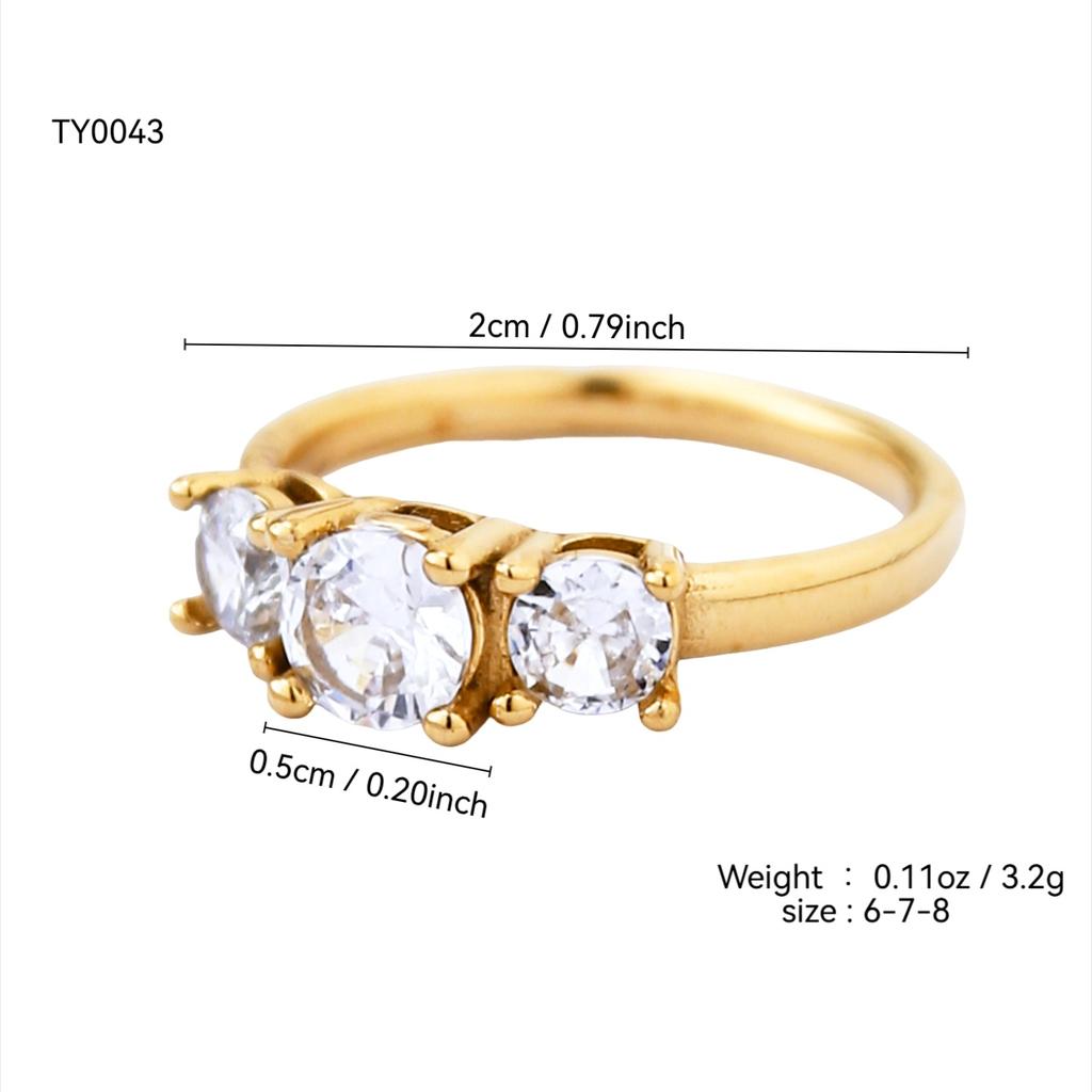 Французский Ретро Элегантный Шарм Изысканный Темперамент Нержавеющая Сталь Покрытие 18К Золотом С Бриллиантами Круглое Кольцо Женский Циркон