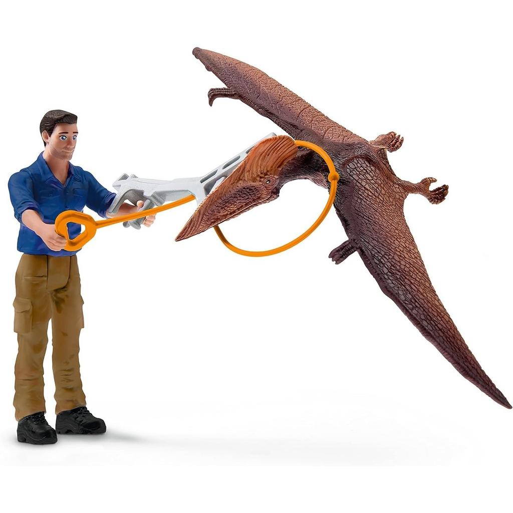 SCHLEICH Dinosaurs Jetpack Chase Toy Playset with Pterosaur and Figure 41467, Realistic Dinosaur Action Toy for Kids Ages 5 and Up
