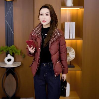 Модное клетчатое хлопковое пальто женское зимнее толстое теплое короткое стеганое пальто для мамы универсальный наряд