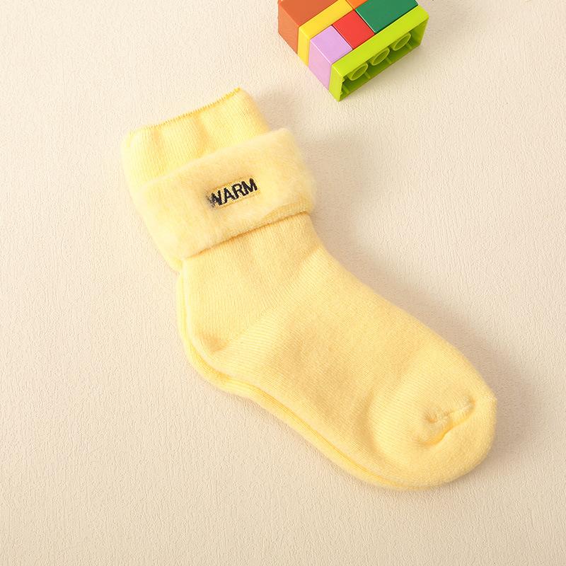 1 Pair Furry Solid Color Sock for Kids Children Autunmn Winter Plush Warm Cashmere Wool Sock Sporty Fashion School Sock