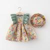 Summer Clothes Baby Girl Beach Dresses Casual Fashion Print Cute Bow Flower Princess Dress Newborn Clothing Set