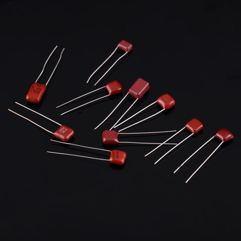 100pcs 10 Valued CBB Polypropylene Film Capacitors Assortment Kit 10nF   470nF