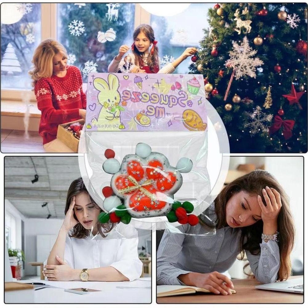 Медленно восстанавливающиеся рождественские игрушки-антистресс в виде кошачьей лапы, игрушка-антистресс для сжимания и разминания в виде кошачьей лапы, рождественский подарок