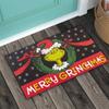 Christmas Cartoon Character Decorative Front Door Mat, Green Xmas Welcome Doormat Indoor Outdoor Non- Floor Entryway Rug, Funny Winter Holiday Home K