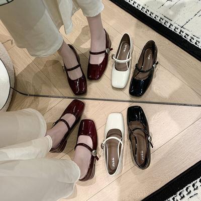 Туфли женские 2025 весна и лето новая корейская версия офисные туфли с квадратным носком Мэри Джейн женские туфли французские нежные на толстом каблуке лодочки