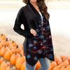 Women's Fashion Casual Printed Medium Length Cardigan Jacket Coat