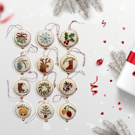 Набор для вышивания рождественских украшений Ручная вышивка Украшение для елки/снеговика/оленя/носка Полный стартовый набор для вышивания крестом для взрослых начинающих