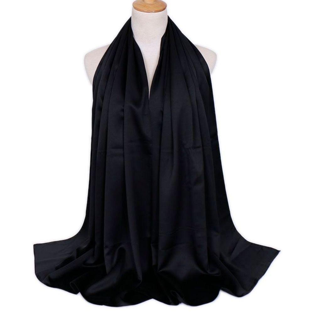 90см Сатиновый шелковый шарф Большой размер Однотонная шаль Элегантный головной платок Путешествия