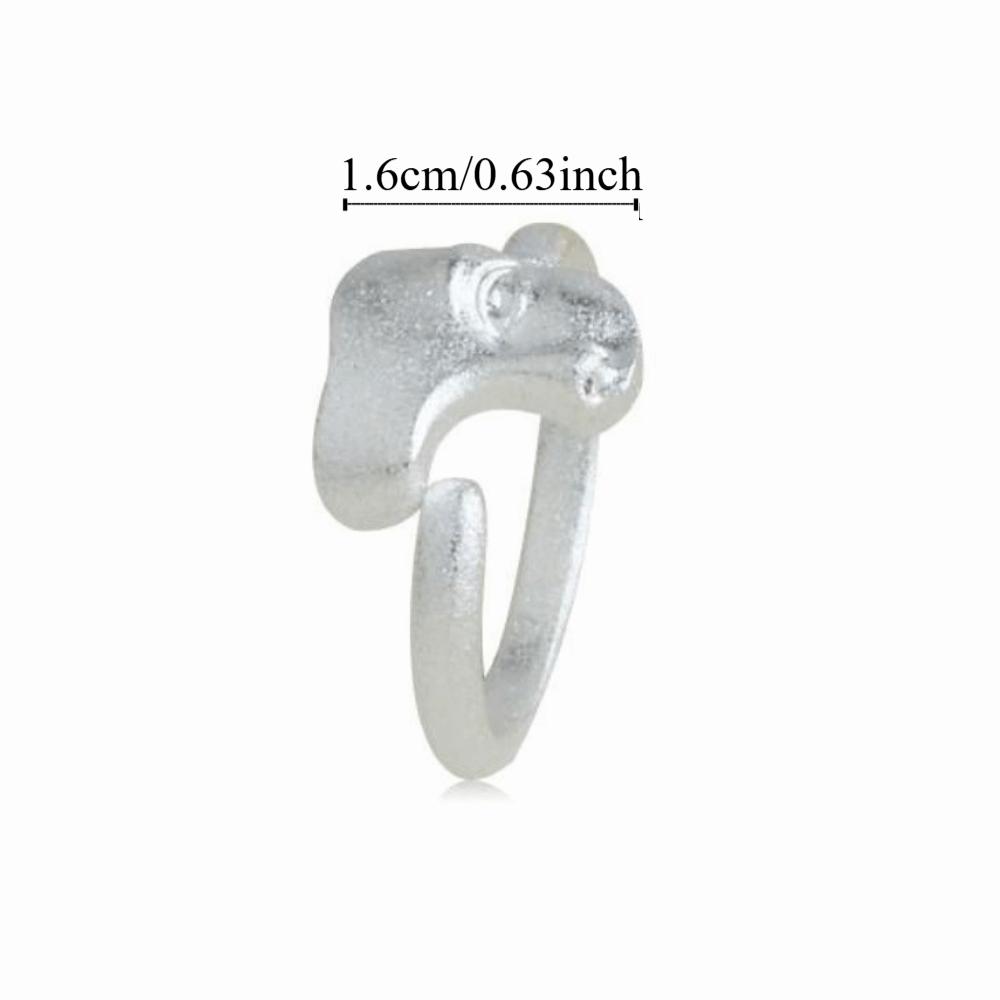 Adjustable Open Rings Metal Silver Color Goth Style Ring Fashion Mystical Masked Face Ring Party