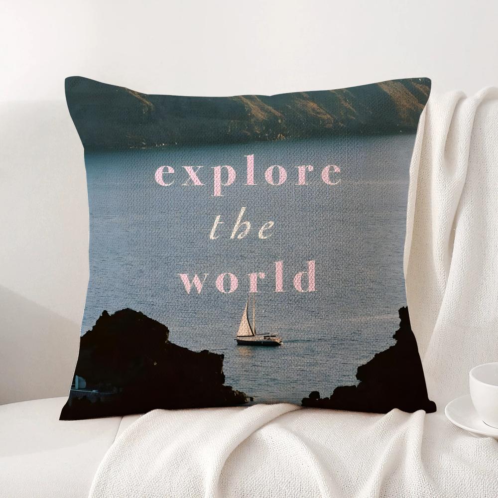 Positive words Cushion Cover Natural Linen Organic Fabric DoubleSided Printing Sofa Home Decor Gift Pillow Cover