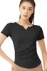 Short Sleeve Yoga with Rounded and Slimming and Stretch for a Flattering Perfect for and DX026 Women's T-Shirt V-Neck, Hem, Vest.