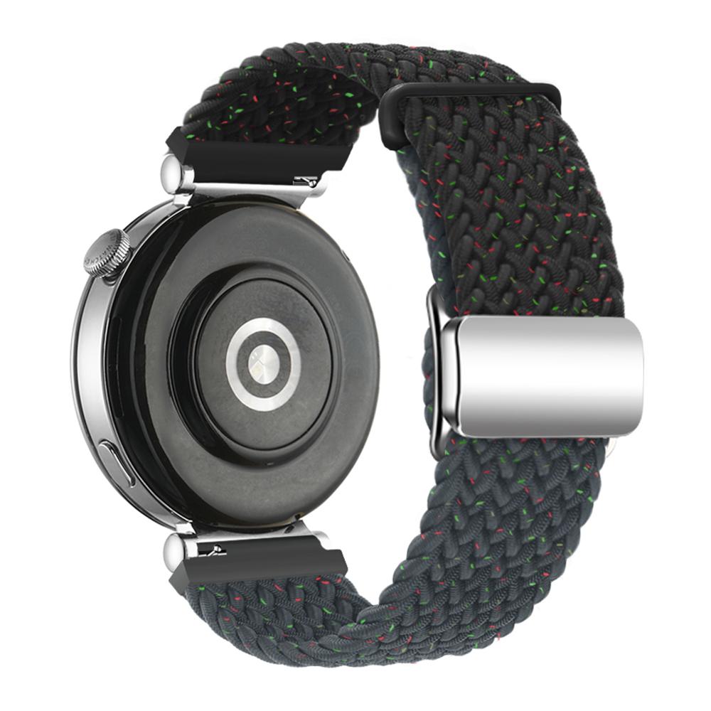 For Huawei Watch GT 4 41mm Universal 18mm Watch Strap Woven Wrist Band with Silver Magnetic Buckle
