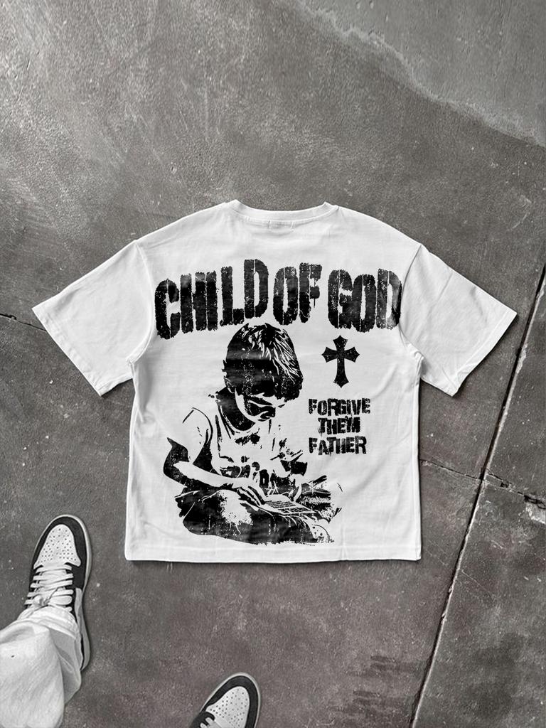 Street Style Trend Printed Short Sleeve Hip Hop High Street Clothing Casual Loose T-Shirt Sports Streetwear Crew Neck Top Unisex