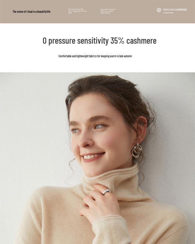 Women's Cashmere High Neck Sweater - Slim Fit Knitwear for Autumn/Winter