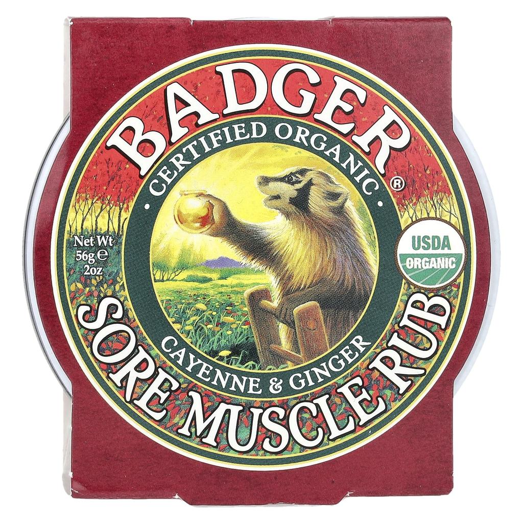 Badger, Органический, средство от боли в мышцах, кайенский перец и имбирь, 2 унции (56 г)