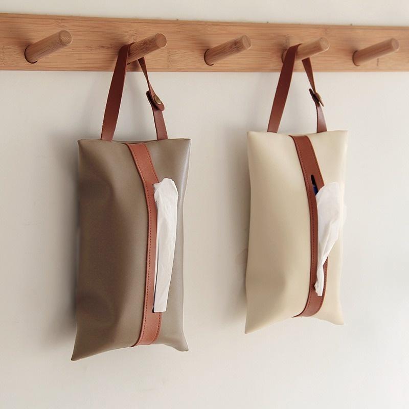 Simple Tissue Cover Car Tissue Box Paper Bag Hanging Home Decoration Tissue Cover Leather Tissue Box