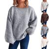 Women's Solid Color Casual Loose Knit Sweater Round Neck Long Sleeved Pullover
