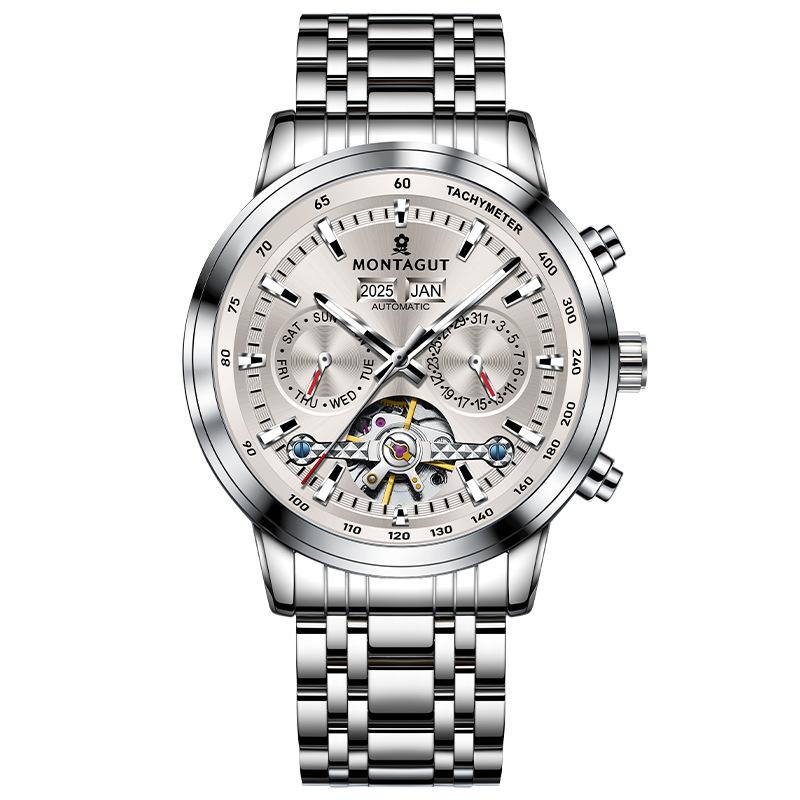 Tourbillon Watch for Men Waterproof Stainles Steel Hand Clock Date Men's Watches Luxury Brand Wristwatch