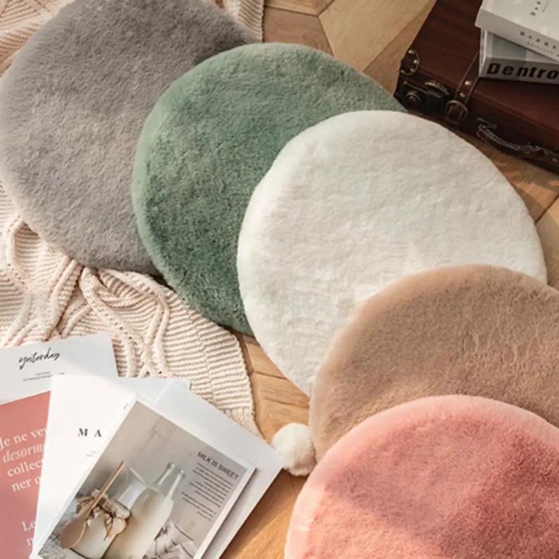 45 см плюшевая подушка для сиденья, мягкая имитация меха кролика, утолщенная круглая подушка для защиты бедер, для гостиной, автомобильного кресла, мягкая подушка