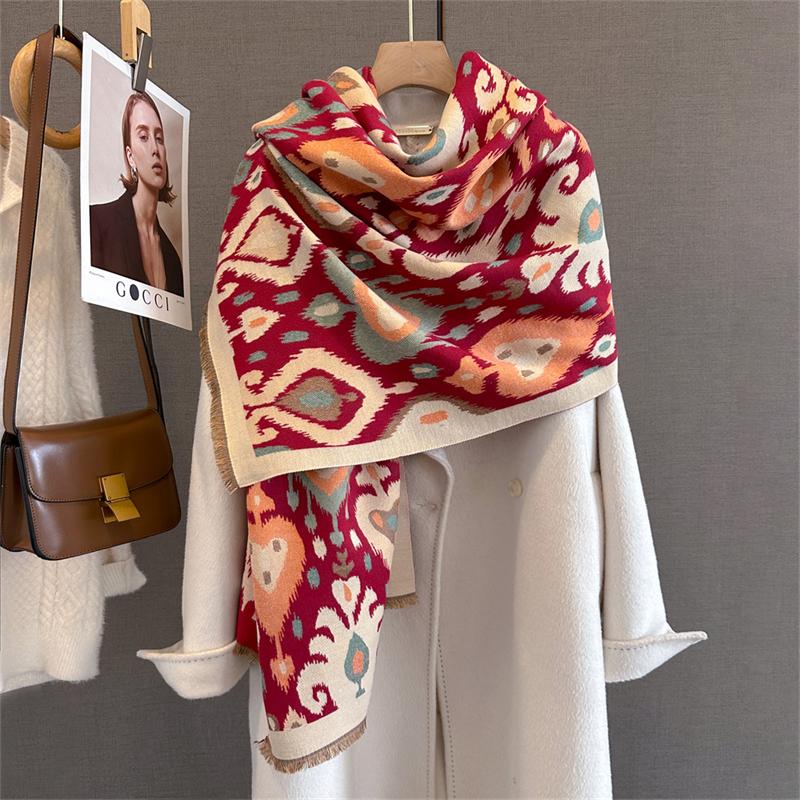 Роскошный зимний шарф женский кашемировый теплый пашминовый брендовый платок женские шали накидки толстые мягкие шарфы-пончо Bufanda палантин