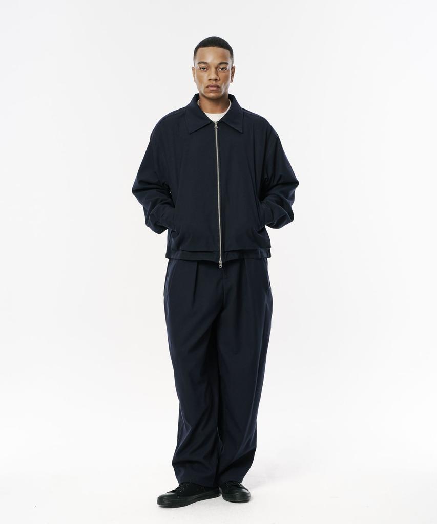 CODEMORPH Wool-Like Two-Way Zip-Up Harrington Jacket Navy