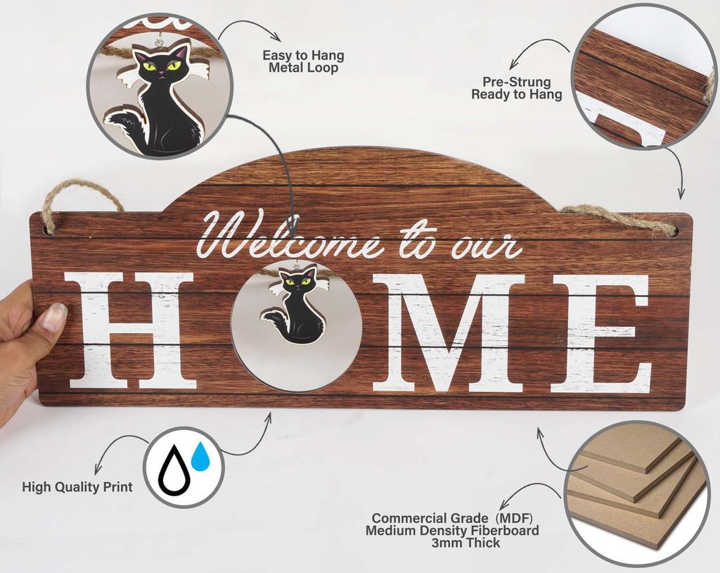 Inkdotpot Welcome Sign Front Door Decorations Hanging Rustic Wood Seasonal Holiday Ornaments Housewarming GiftWall Hanging 18" Inches