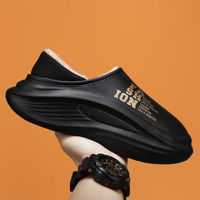 Зимние тапочки для пары, уличные, водонепроницаемые, теплые, с мехом, нескользящие, плюшевые, для дома, легкая обувь, тапочки на толстой платформе, мужские, женские