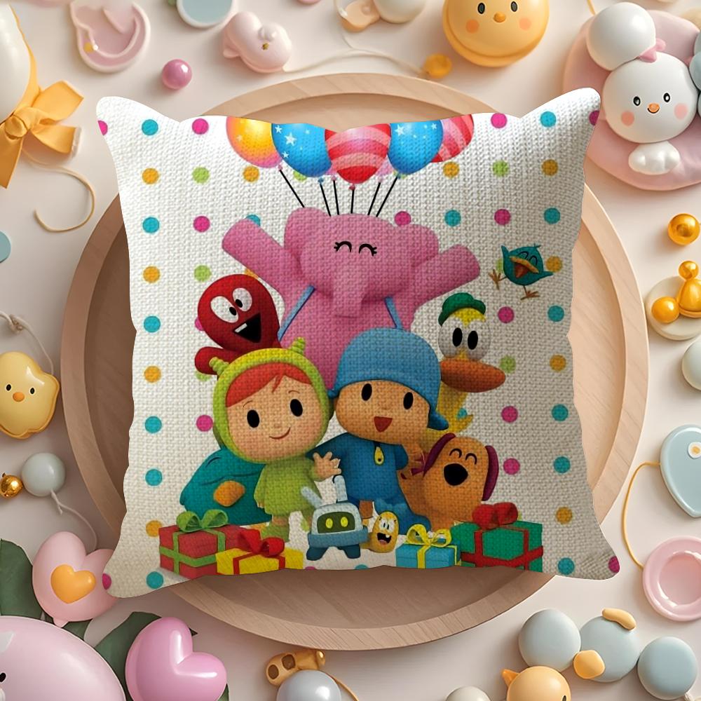 Чехол на подушку B-Boy-Girl-Pocoyo Натуральный Лен Органическая Ткань Двусторонний Принт Диван Домашний Декор Подарок Наволочка