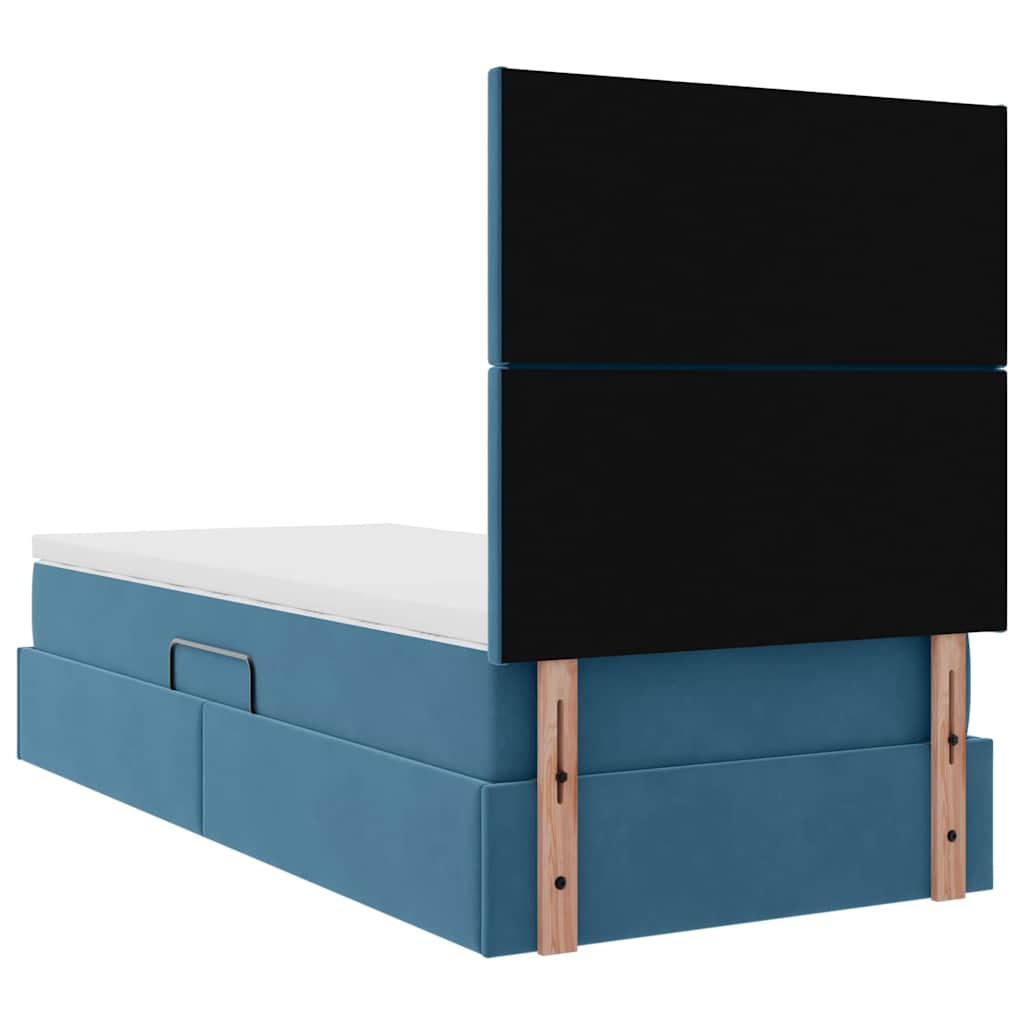 Storage Bed with Mattress Dark Blue 90 x 200 cm Velvet