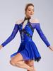Women Figure Skating Performance Costume Sheer Mesh Rhinestones Leotard Dress for Modern Lyrical Dance Gymnastics Acrobatics