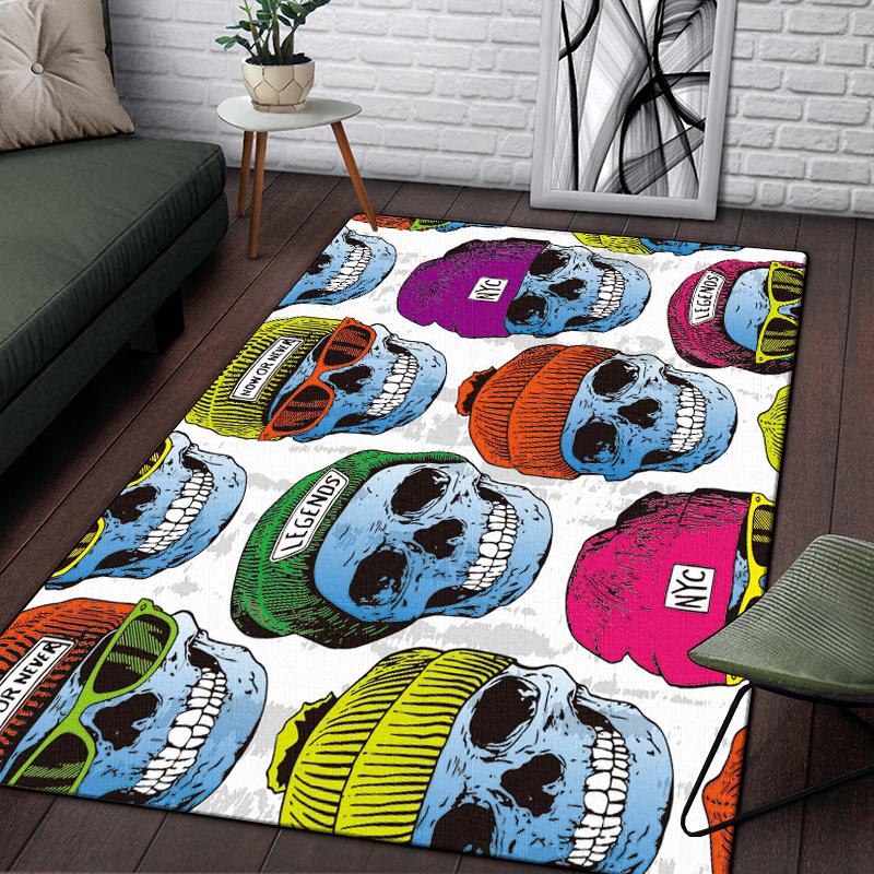 Винтажный декоративный череп с узором розы, декоративный квадратный ковер, современный дом, гостиная, пол, матовый ковер для спальни, художественный коврик для плаката