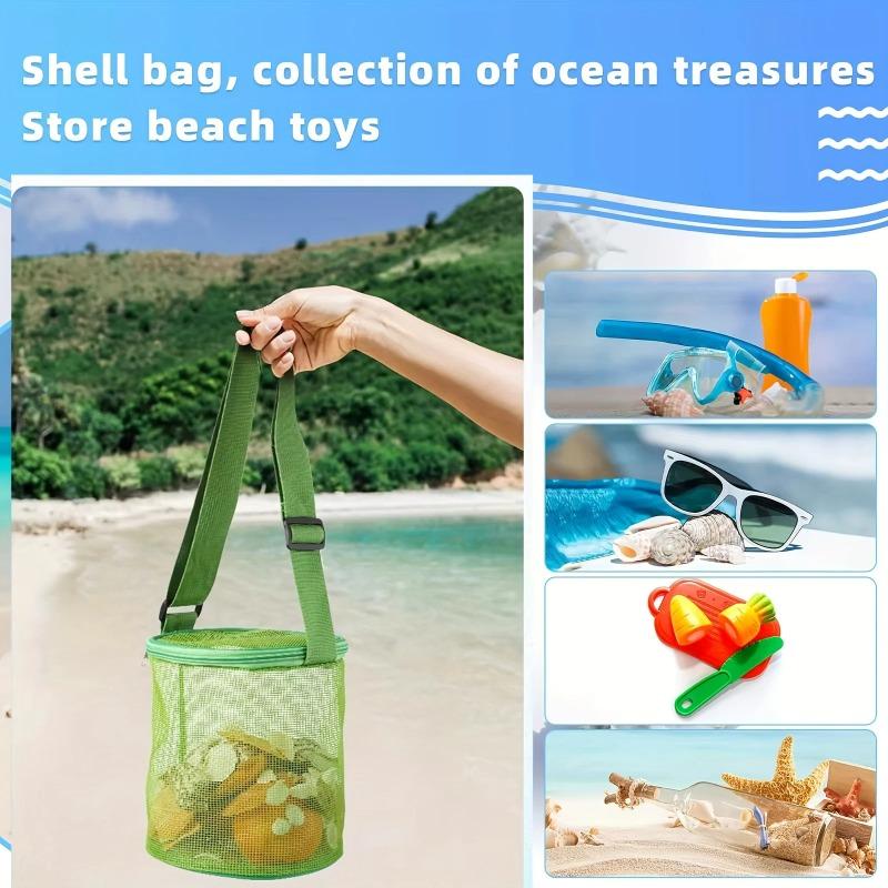 Beach Toys Mesh Beach Bag with Zipper Beach Toys Shell Bag Swimming Pool Bag Youth Swimming Accessories Boys and Girls
