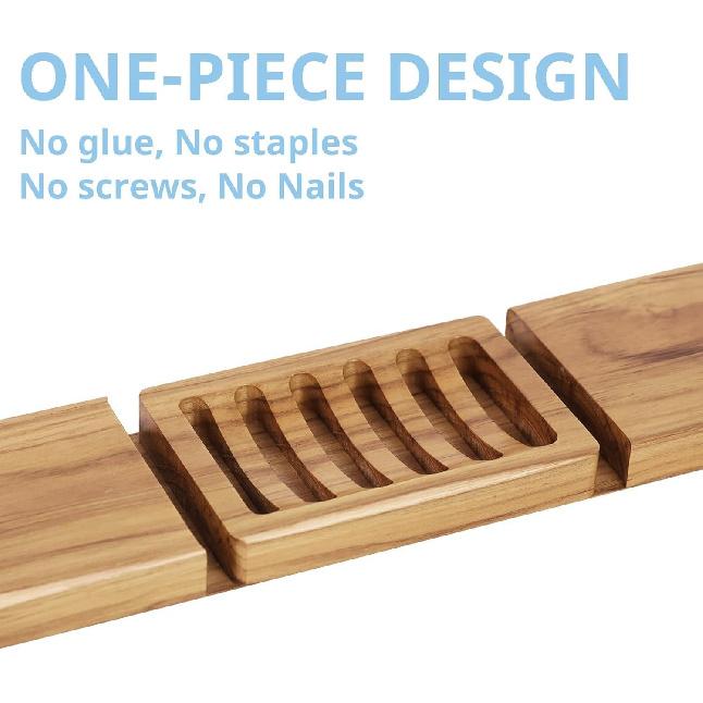 Slotted Bar Soap Holder Teak Wood by HTB, Kitchen Wooden Sponge Holder, Self Draining Soap Dish for Shower, Sink, Bathroom, Bathtub, RV