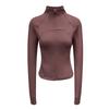 Womens Slim Fit Long Sleeve Yoga Top Winter Workout Jacket Pure Color