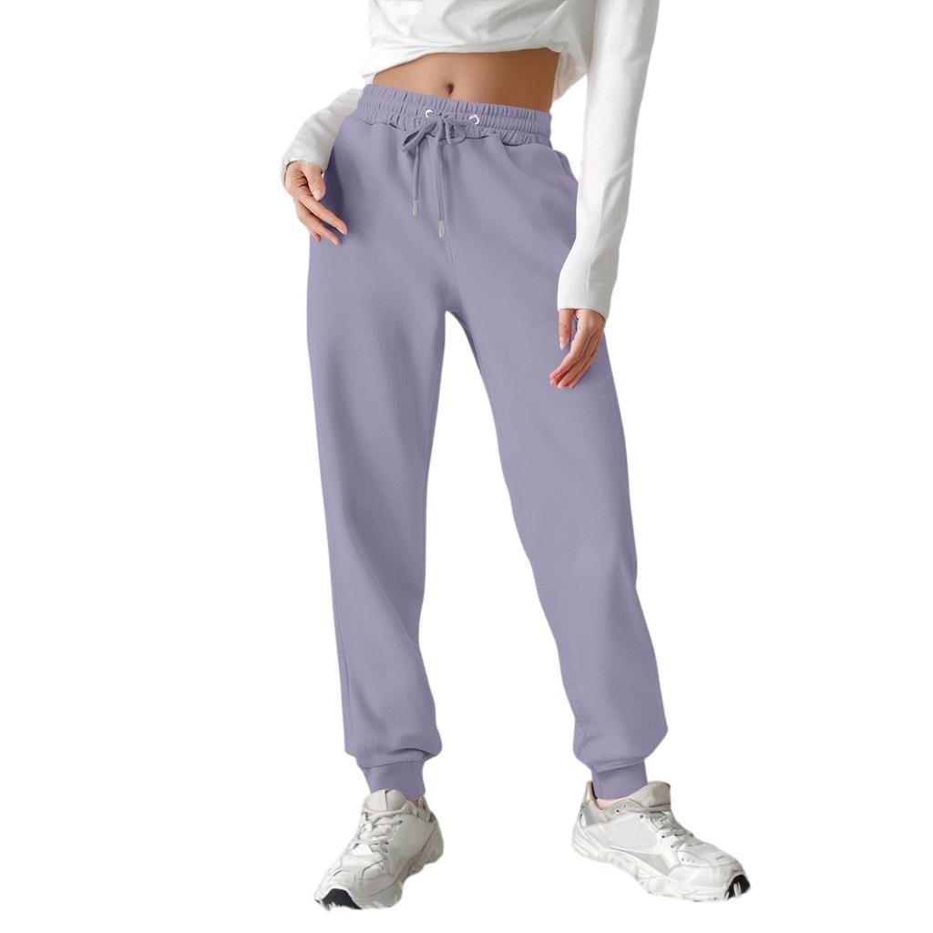Женские модные спортивные однотонные повседневные спортивные штаны с карманами и шнурком