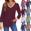 Women'S Puff Long Sleeve Shirts Pleated V Neck Fall Tunic Long Sleeve Printed Tops