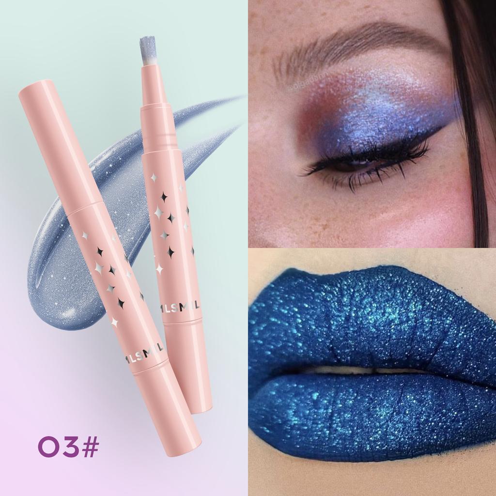 MLSMILE 8-цветная перламутровая кисть для жидких теней для век с мягкой щетиной. Бриллиантовые глянцевые жидкие тени для век, вращающиеся, многофункциональное использование.