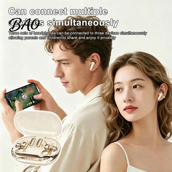 ENC Microphone for Calls 3-in-1 Wireless Earbuds with Chargeable Power Bank Case, 3 Pairs Interchangeable Clip/in-Ear/Sleep Three in One Headphones,