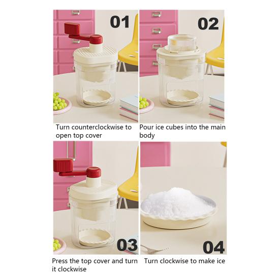 Ручная льдогенераторная установка с лезвиями из нержавеющей стали. Ледогенератор без содержания бисфенола А для домашних киосков. Портативная машина для приготовления льда в форме конуса, защищенная от брызг и пригодная для мытья в посудомоечной машине.