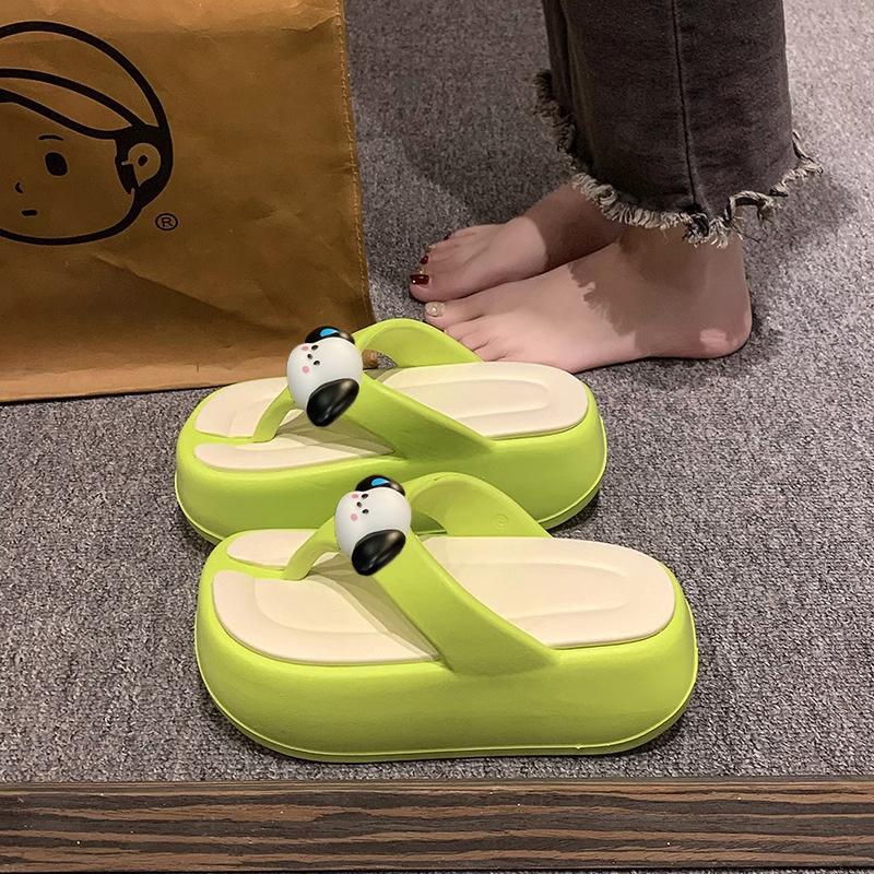 Модные летние тапочки из ЭВА на толстой подошве, женские домашние тапочки на платформе, верхняя одежда для женщин, легкие нескользящие милые шлепанцы с героями мультфильмов
