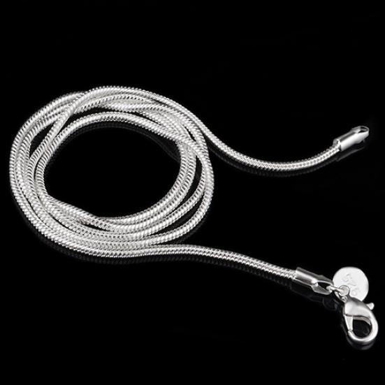 Женское ожерелье простого дизайна из стерлингового серебра 925 пробы с застежкой-лобстером толщиной 2 мм в виде змеиной цепи