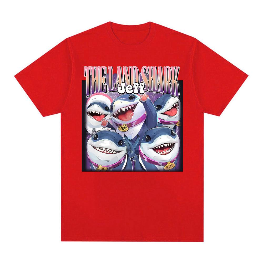 Jeff The Landshark Superhero Shark Printed Tshirts Unisex Women Street Vintage Hot Sale T Shirt Short Sleeve ONeck Cotton Tshirt