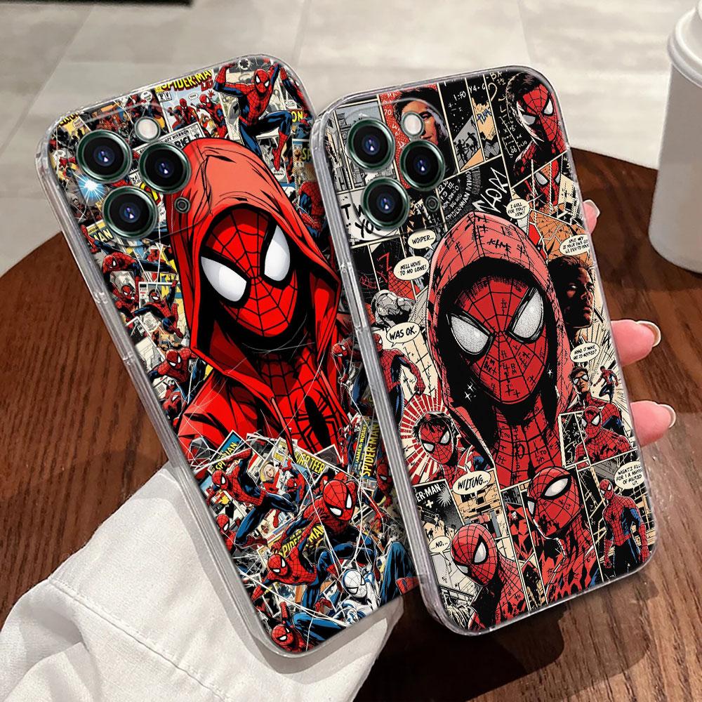Прозрачный чехол для телефона Spiderman Marvel для iPhone 17 Pro Max 17E 11 12 13 14 15 16 Pro Max 15 Plus 17 Air 16E 7 XS Мягкая крышка