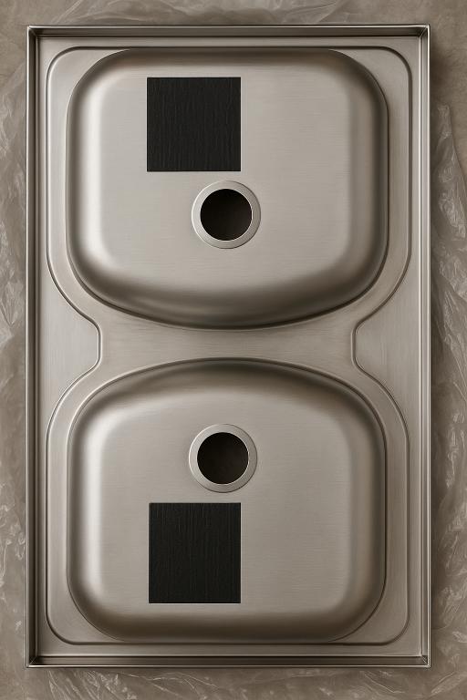Stainless Steel Double-Bowl Kitchen Sink 80x50 with Faucet & Apollo Trap
